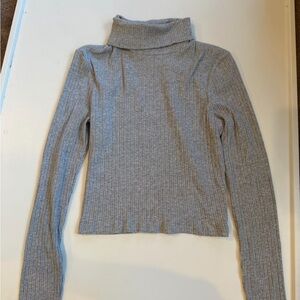 Ambiance Light Gray Ribbed Turtleneck Sweater